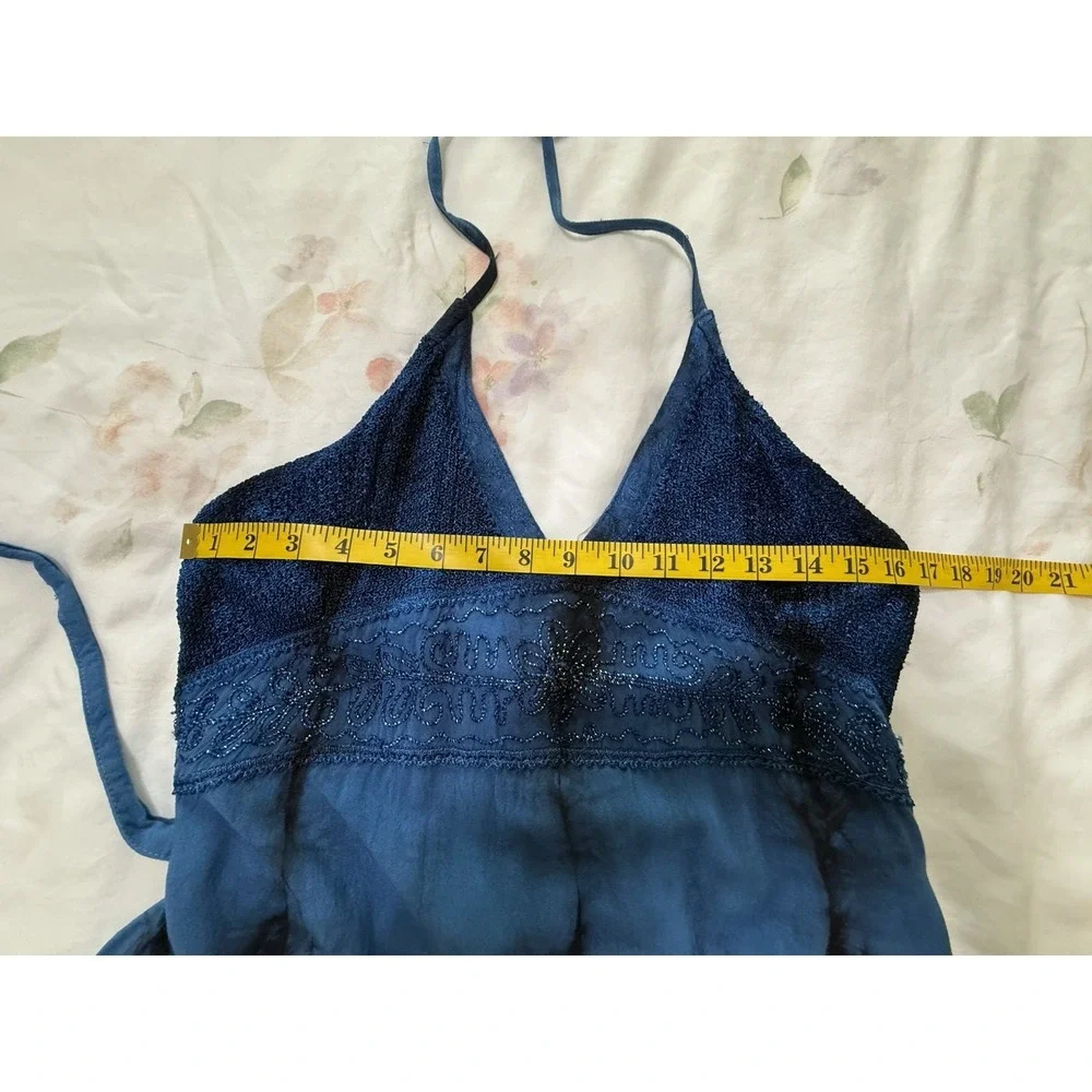 Fashion Terminal Dress Halter Smocked Boho Fairy Festival Embroidered Beachy SM - Picture 9 of 16